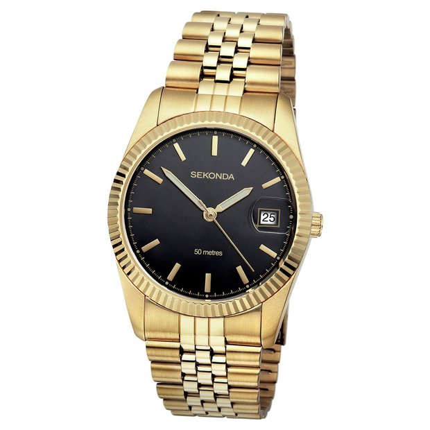 Buy Sekonda Men s Gold Plated Bracelet Watch Men s watches Argos