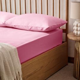 Habitat Polycotton Pink Fitted Sheet - Small Double