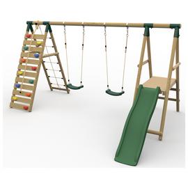 Plum Woolly Monkey II Wooden Kids Garden Swing Set