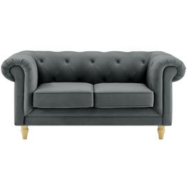 Habitat Clarendon Chesterfield Velvet 2 Seater Sofa-Charcoal