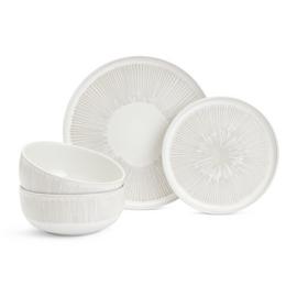 Habitat Wax Resist 12 Piece Stoneware Dinner Set - White