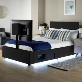 XR Living Ava Small Double TV LED Bed Frame - Black