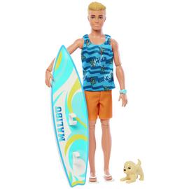 Barbie Ken Beach Doll with Surfboard and Accessories - 30cm