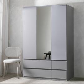 Argos Jenson 3 Door 4 Drawer Mirror Wardrobe - Grey Gloss