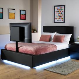 XR Living Ava Double Faux Leather TV LED Bed Frame - Black