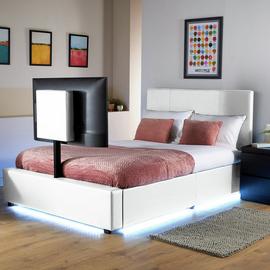 XR Living Ava Double Faux Leather TV LED Bed Frame - White