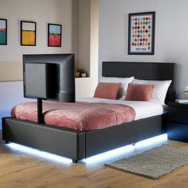 XR Living Ava Double Faux Leather TV LED Bed Frame - Grey