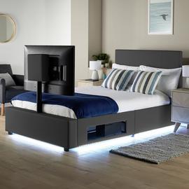 XR Living Ava Small Double TV LED Bed Frame - Grey