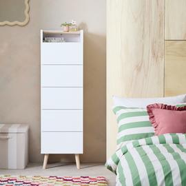 Habitat Skandi 5 Drawer Tallboy - White Two Tone