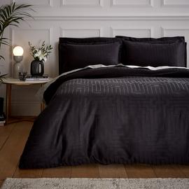 Bianca Cotton 180 TC Geometric Black Bedding Set - King size