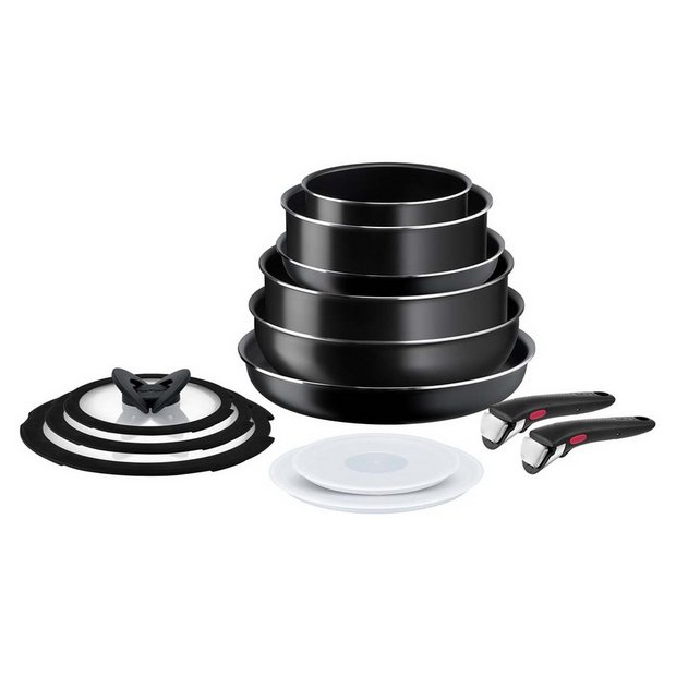 Ingenio Stainless Steel Cookware Set 4 Piece Induction Stackable, Removable Handle Pots and Pans, Dishwasher Safe Silver - None