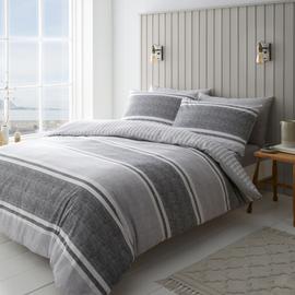 Catherine Lansfield Textured Bands Grey Bedding Set