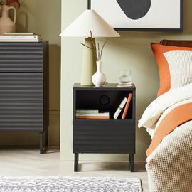 Habitat Cairo 1 Drawer Bedside Table - Black