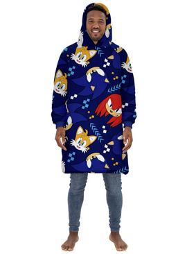 Hugzee Sonic Bounce Blue Fleece Hooded Blanket - Large