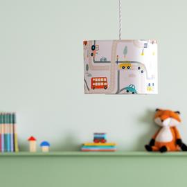 Habitat Kids White Transport Printed Lampshape - 25cm