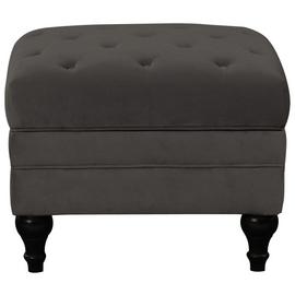 Habitat Chesterfield Velvet Footstool - Charcoal