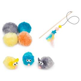Petface Kitten Mouse Pom Pom Cat Toys Set