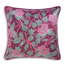 Habitat Christmas Floral Berry Print Cushion-Multi-43x43cm