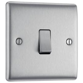 BG Nexus 20A Single Wall Light Switch 2 Way - Brushed Steel