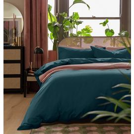 Habitat Cotton Linen Look Plain Navy Bedding Set