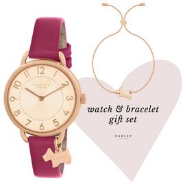 Radley Dark Rose Leather Strap Watch and Bracelet Gift Set