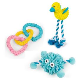 Petface Rope Heart and Noodle Puppy Dog Toy