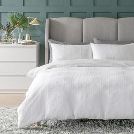 Habitat Patterned Waffle White Bedding Set - Double