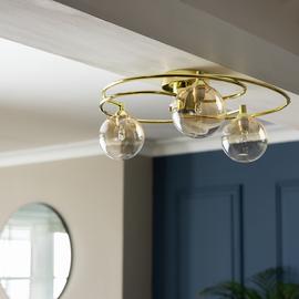 Argos Home Ombre Glass Metal Flush to Ceiling Light - Brass