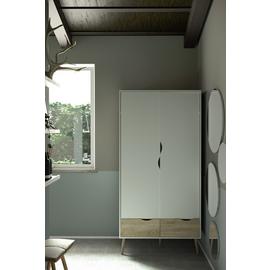 Tvilim Oslo 2 Door 2 Drawer Wardrobe - White and Oak