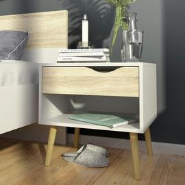Tvilum 0slo 1 Drawer Bedside Table - White & Oak