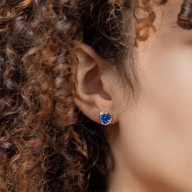 Radley Sterling Silver Blue Stone Heart Stud Earrings