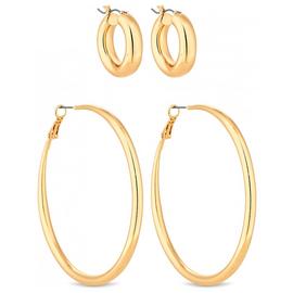 Lipsy Gold Colour Hoop Earrings Set of 2