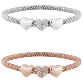Lipsy Rose Gold and Silver Colour Crystal Heart Bracelet