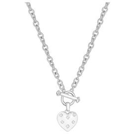 Lipsy Silver Colour Crystal Heart Tbar Pendant Necklace