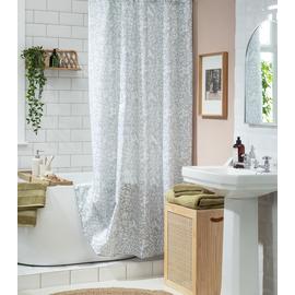 Argos Home Floral Shower Curtain - Grey