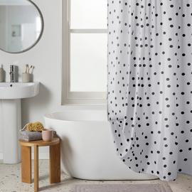 Argos Home Monochrome Spot Shower Curtain - Black & White