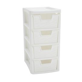 Argos Home Rattan 4 Drawer Small Storage Tower - White