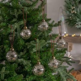 Habitat Pack of 6 Mercury Glass Christmas Baubles - Silver
