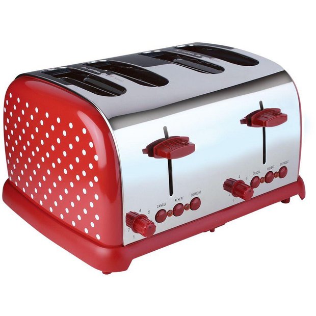 Buy Kitchen Originals Red Dotty 4 Slice Stainless Steel Toaster at Argos.co.uk Your Online