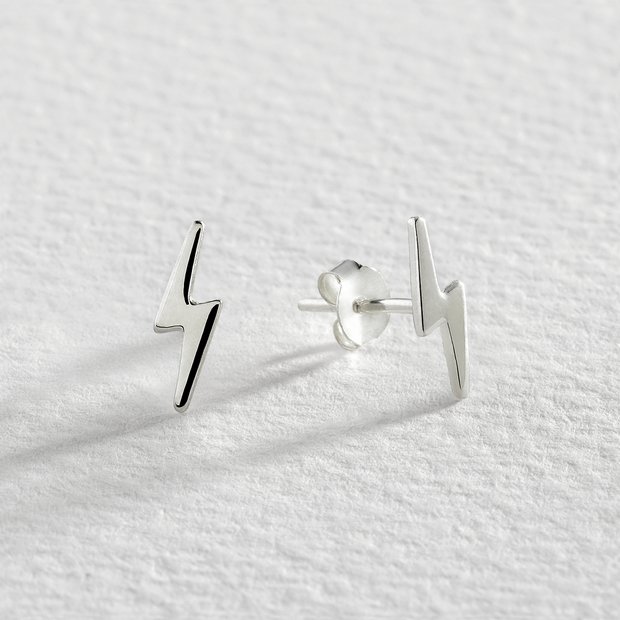 13-Point Lightning Bolt Sterling Silver Cufflink