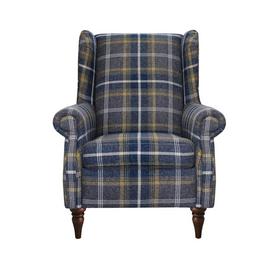 Argos Home Argyll Fabric High Back Chair - Blue & Yellow