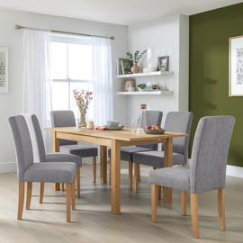 Habitat Clifton Extend Natural Dining Table & 4 Grey Chairs