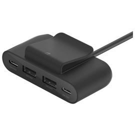 Belkin 4 Port Power Extender Dual USB-C and USB-A 2m - Black