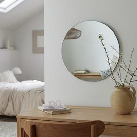 Habitat Black Frameless Round Wall Mirror - 50x50cm