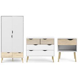 Tvilum Oslo 3 Piece 2 Door Wardrobe Set - White And Oak