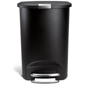 simplehuman 50L Plastic Semi Round Pedal Bin - Black