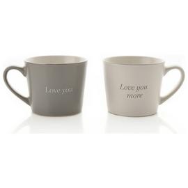 Amore Set of 2 Love Mugs - Grey & White