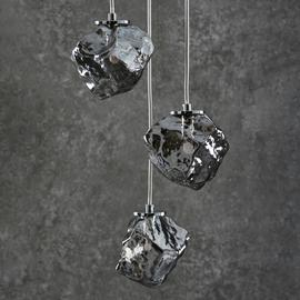 Shore Light Roxanne Glass 3 Light Pendant Light - Smoke Grey
