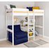 Stompa White High Sleeper Bed, Desk, Navy Chairbed& Mattress