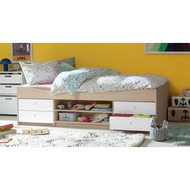 Argos Home Malibu Storage Cabin Bed - White and Acacia
